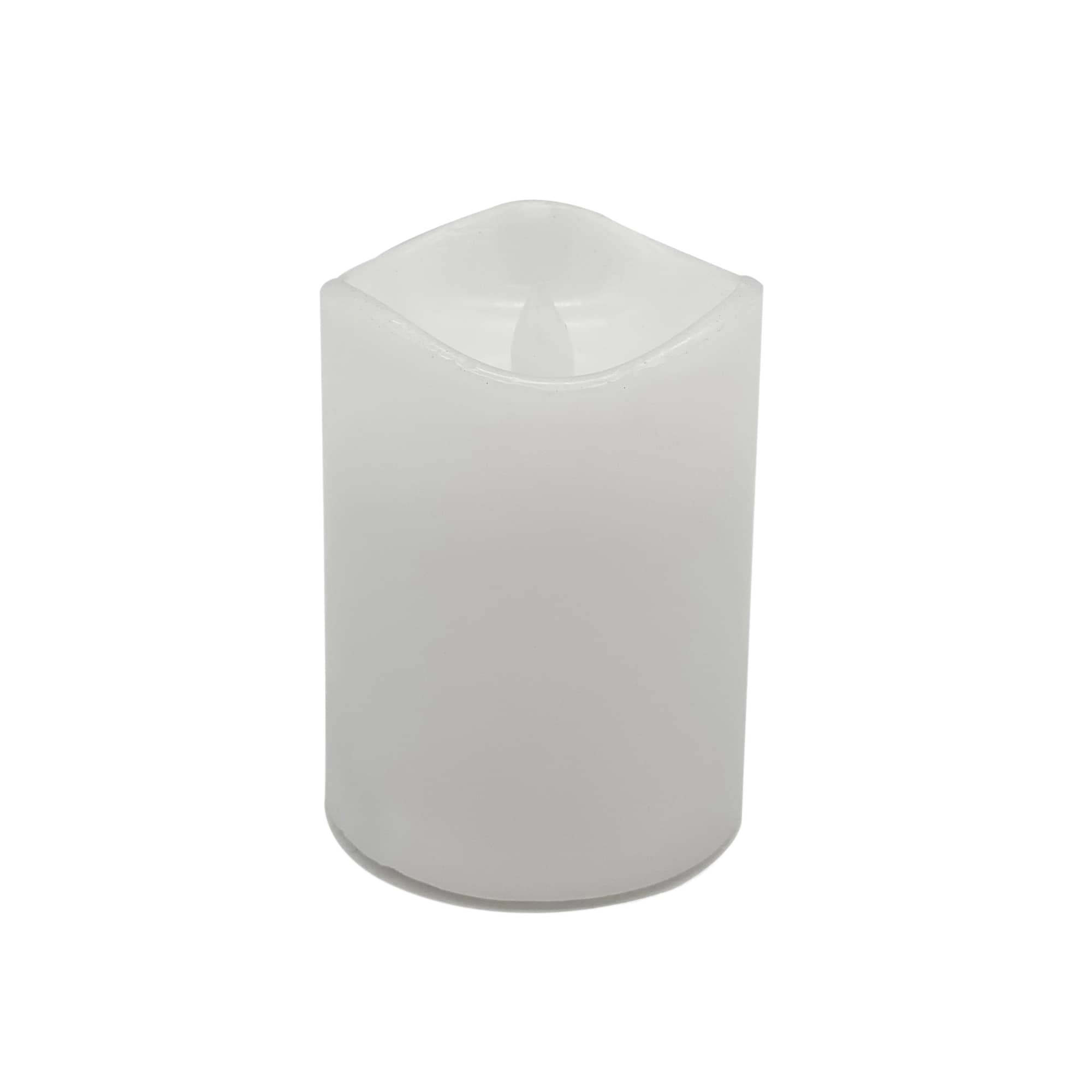 White Glowing Flame LED Wax Pillar Candle by Ashland